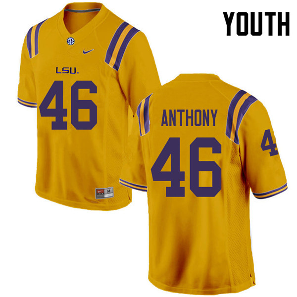 Youth #46 Andre Anthony LSU Tigers College Football Jerseys Sale-Gold